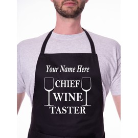 Print4U Personalise This Apron Chief Wine Taster Any Name Here BBQ Cooking Apron Black