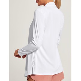 Ewedoos Women's UPF 50+ Sun Shirts Sun Protection Clothing Lightweight Cardigans with Pockets Long Sleeve Beach Cover Up White