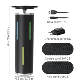 Fussweich, Fuss Weich 2.0, Foot Glow Hornhaut Entferner, Footglow mit 60 Stück Ersatz Schleifkissen, Pediküre Set Fußpflege, Elektrischer Hornhautentferner für Tote Harte Rissige Haut (Schwarz)