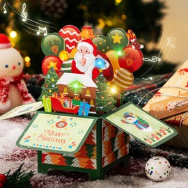 Joyoldelf 3D Christmas Cards - Musical Christmas Cards with Envelope, Merry Christmas Pop Up Christmas Card, 3D Box Greeting Card, Xmas Cards for Women Men Kids Mom Dad