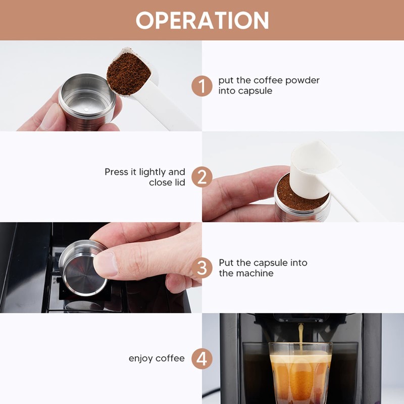 JTLB Reusable Coffee Capsule, 304 Stainless Steel Filter Pod, for