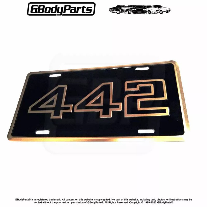 Gbodyparts 76-87 for Oldsmobile Cutlass 442 Stamped Aluminum License Plate