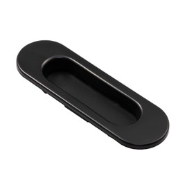 JUVA Shell Handle Sliding Door Inlet Handle Oval Sliding Door Handle Black Matt – Model FI10005 | 125 x 40 mm | Antique Furniture Handle for Inlet | 1 Piece - Door Handle Vintage with Screws - Trough