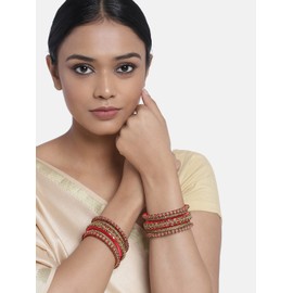 Aheli Silk Thread Faux Stone Studded Bangle Set Chuda Ethnic Indian Wedding Wear Fashion Jewelry Gift for Women