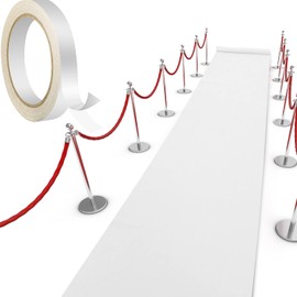 Alfombra de Pasarela de Corredor 55gsm de Grosor con 1 Cinta de Alfombra para Accesorios Exterior Acción de Gracias Navidad Boda, Alfombra de Pasillo Fiesta (Blanco, 2,6 x 30 Pies)