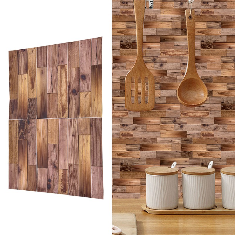 18PCS Wall Stickers Peel and Paste Wood Grain Furniture Refurbishment