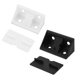 Create idea Plastic Corner Connectors Right 41 x 20 x 20 mm Furniture Corner Connector with Cap for Reinforced Drawers Cabinets Wardrobes Desks Black/White Pack of 100