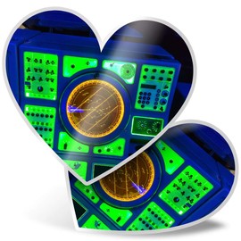 2 x Heart Stickers 7.5 cm - Marine Radar Navigation Equipment Fun Decals for Laptops,Tablets,Luggage,Scrap Booking,Fridges, #16570