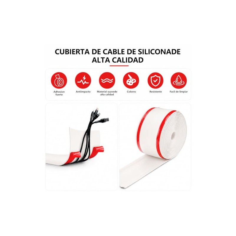 Canaletas para Cables Pared 10m,Protector de Cable PVC Autoadhesivo,Esconder Cables