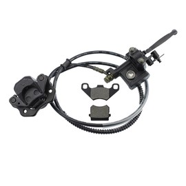 GOOFIT Left Hydraulic Brake Master Cylinder Caliper with Rear Disc Brake Pad Replacement for Chinese 50cc 70cc 90cc 110cc 125cc 150cc 200cc 250cc Taotao Sunl ATV Quad Dune Buggy 4 Wheeler