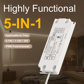 12v 60w led Transformer,dimmable leddriver Compatible with Lutron&Leviton, Phase, Triac, MLV, and ELV dimmers led Tape Light Hardwired Driver,12 Volt Transformer with Screwdriver,Plug-in Included
