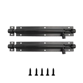 AUXBC 6 Inch Sliding Bolt Gate Latch, Aluminum Alloy Slide Barrel Bolt Latch, Black Heavy Duty Security Bolt Door Lock Slide Latch for Home Garden Warehouse Garage Door, 2pcs