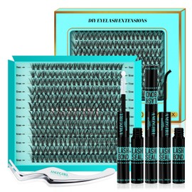 Lash Clusters Kit 240PCS Eyelash Extension Kit D Curl Wispy Clusters Lash DIY Lashes Extensions Kits Natural Individual Lashes Set with Bond and Remover Eyelash Tweezer(30D)