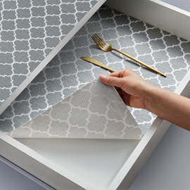 COAVAS Shelf Liner Drawer Liner Cabinet Liner Non-Slip 12x20FT - Textured Kitchen Cabinet Liners with Self-Grip Easy Cut Thick Shelf Paper for Drawers, Wardrobes, Pantry & Countertops (Stylish Gray)