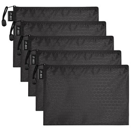 LUHIUMOYA A5 Document Wallet, Waterproof Document Bag with Zip, Bag for Paper, Documents, File, Cosmetics, Homework (Black)