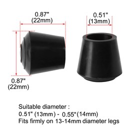 sourcing map Set of 4 Chair Leg Caps Rubber Leg Cap Drinking Cup Feet Covers Chair Leg Caps for Furniture Chair Black 13 mm 1/2 Inch