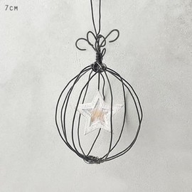 East of India Rustic Wire Hanging Christmas Bauble Wooden Star, Rustic Unique Gift, Christmas Decoration, Wire Decor, Hanging Christmas Home Decoration