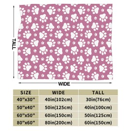 Lukbfall Cute Dog Paws Throw Blankets Ultra Soft Fleece Blanket for Sofa Couch Camping Travel Lightweight & Warm Puppy Footprint Bed Blanket for All Seasons Home Decor, 40"X30"
