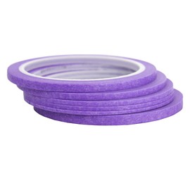 JINBING 6 Rolls Washi Paper Masking Tape for DIY Nail Arts Drawing Pattern Making 2mm 2.5mm 3mm 4mm 5mm 6mm x 25m (Purple)