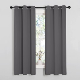 NICETOWN NICETOWN Grey Blackout Curtain Panels for Bedroom, Thermal Insulated Grommet Top Blackout Draperies and Drapes (2 Panels, W34 x L63 inches, Grey)