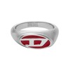 Diesel Men's Red Enamel and Stainless Steel Signet Ring, Stainless