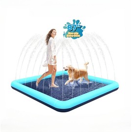 Bilibara Splash Pad for Dogs, Non-Slip Sprinkler for Boys and Girls, Square Splash Pad, Dog Sprinkler Shallow Pool, Outdoor Water Toy for Backyard - Size: 127 inch