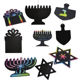 Hanukkah Scratch Art Cards Assorted Designs, Magic Drawing Coloring Sheet Set for Kids Gifts Home Activities School Décor (48-Pack)