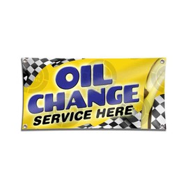 Oil Change Service HERE Banner (2ft X 4ft) Mechanic Automotive Open Sign Shop Display