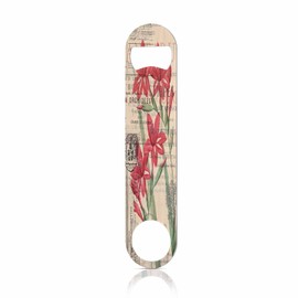 TASDANA Vintage Digital Collage Floral Stainless Steel Bottle Opener Red Flower Retro Stamps Romance Valentine Love Flat Beer Bottle Opener Keychain for Home Kitchen Bar Restaurant Party Birthday Gift
