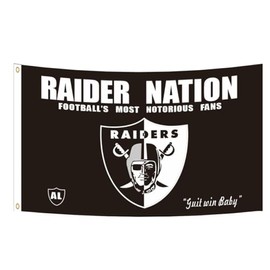 Raider Flag 3 * 5ft Sports Fan Raider Nation Banner with 2 Brass Grommets Garage Decor Wall Man Cave Vibrat Color/HD printing/Polyster zzzzz