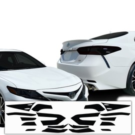 BOGAR TECH DESIGNS - Complete Full Taillight and Amber Delete Headlight Precut Overlay Tint Kit with Tools Compatible with Toyota Camry 2018-2022, Dark (Full Front Kit, Dark Smoke)