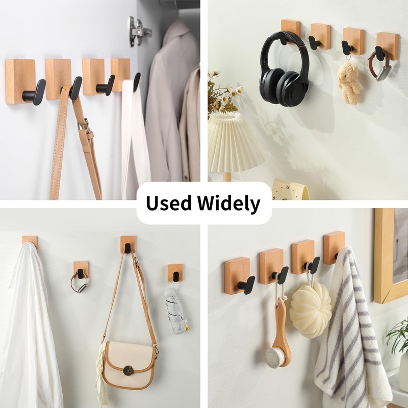 DELITON Towel Hooks Wall Mounted - Adhesive Bathroom Coat Hooks