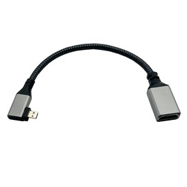 Seadream 4K Angled Micro HDMI to HDMI Cable;8inch Nylon Braided Left Angled Micro HDMI Male to HDMI Female Cable (Type D to Type A) Support 4K/60Hz 1080p (Left Angled)