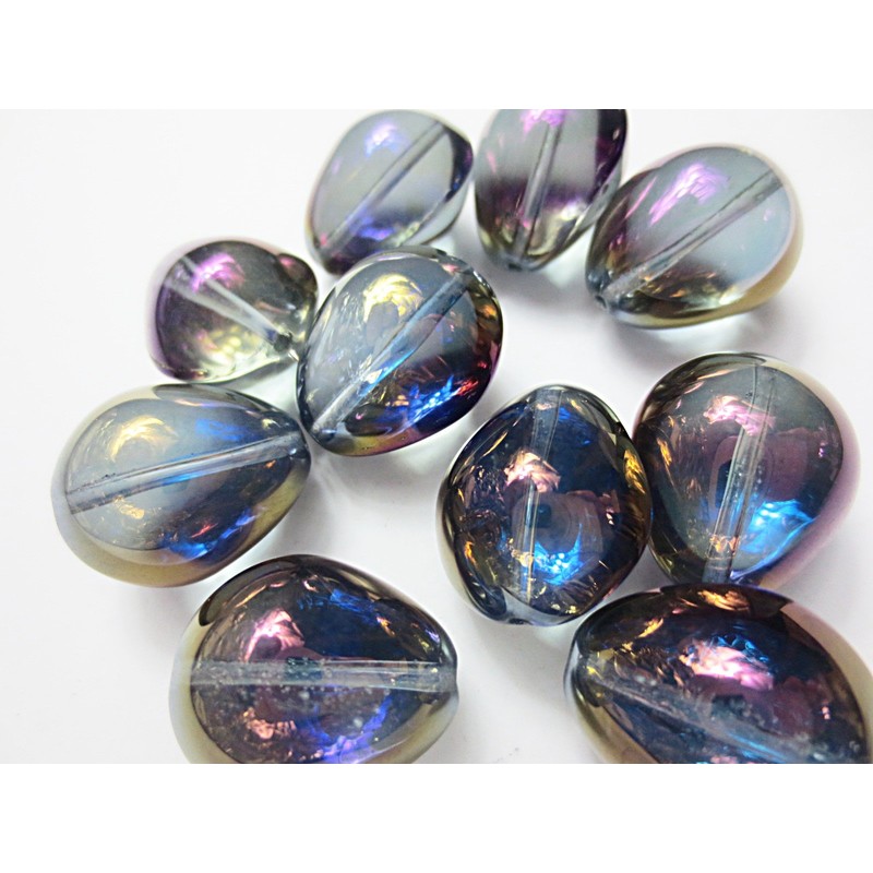10 Pcs Teardrop Aurora Crystal Glass Beads Purple 17mm Accessory