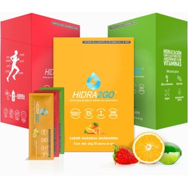 Hidra2go, Electrolitos Sin Azucar, Con Vitamina C, Complejo B, Magnesio Y Potasio, 30 Sobres, Sabores Naranja Mandarina, Lima Limon Y Fresa