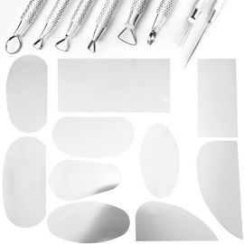 Clay Pottery Tool Kit Pottery Clay Molding Ceramics Tools,10Pcs Sculpture Pottery Molding Scraper Cutters with 8Pcs Aluminium Carving Tools for Pottery Ceramics Sculpture, Carving