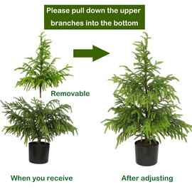 36’’ Norfolk Pine Tree Real Touch Artificial Small Christmas Tree with Pot for Front Porch for Outdoor Indoor Christmas Decor Holiday Decorations