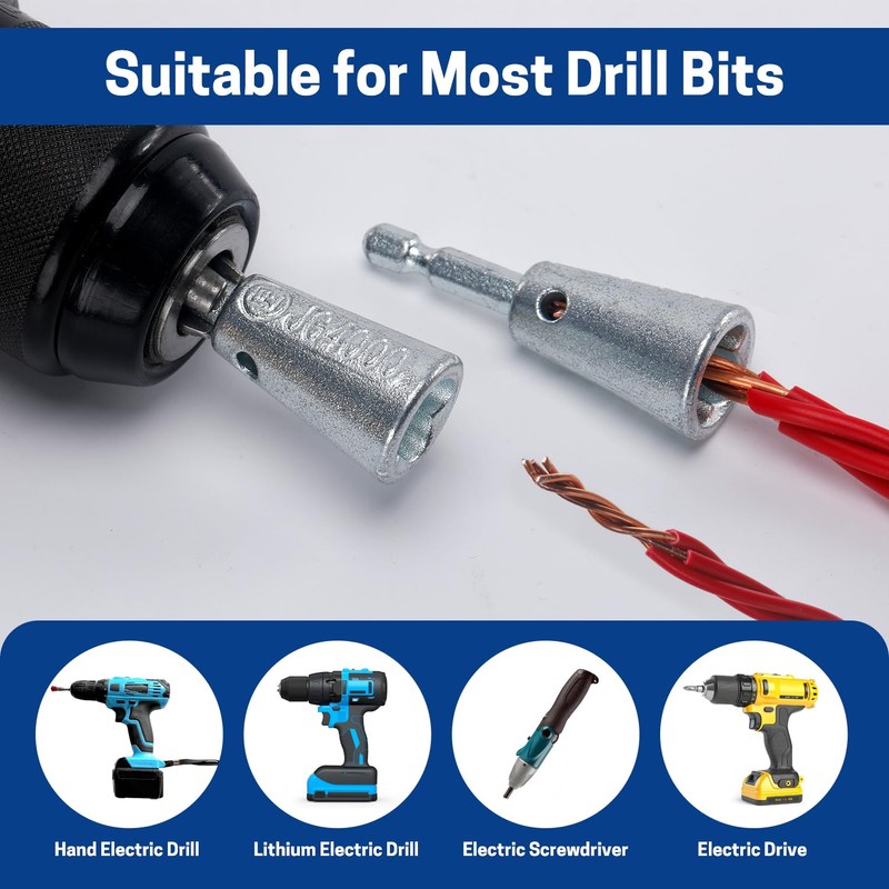 WISEPRO Wire Twister Tool for Drill, 2PCS Wire Nut Twister