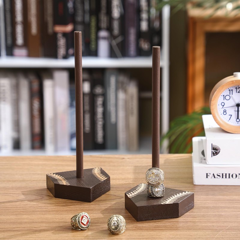 Beeveer 2 Sets Baseball Wooden Ring Holder 10 Inches Softball