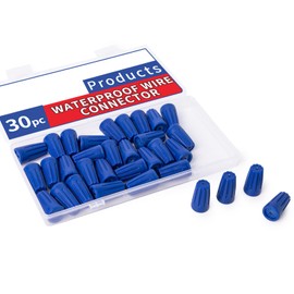 30PCS Waterproof Wire Connectors in Portable Case, Outdoor Silicone Filled Electrical Twist Terminals for Patio and Deck Lighting, Irrigation Valves, Wet Location Installation,Blue