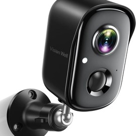 Vision Well wireless camera, rechargeable, waterproof, 1080P HD, real-time video, AI recognition - Color: CG6S Black