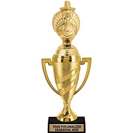 Crown Awards Turkey Trophy, 12.7" Gold Cup Thanksgiving Turkey Trophies with Free Personalization, 10 Pack