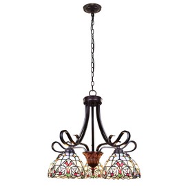 Chloe Lighting GRENVILLE Victorian Tiffany-Style Dark Bronze 5 Light Chandelier 25" Wide