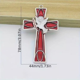 Fashion Jewelry X Large CROSS WAR WORLD PEACE BRANCH DOVE Pendant 26" 925 Plated Silver Necklace
