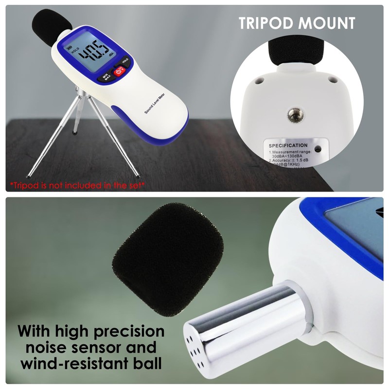Wireless Sound Level Meter with Bluetooth: Portable Decibel Meter, App