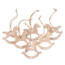 ABOOFAN 6pcs Rocking Horse Ornament Xmas Tree Hanging Tags Christmas Hanging Tags Christmas Reindeer Ornaments Unfinished Wood Cutout Wooden Rocking Horse Xmas Pendant Hollow Out Crafts