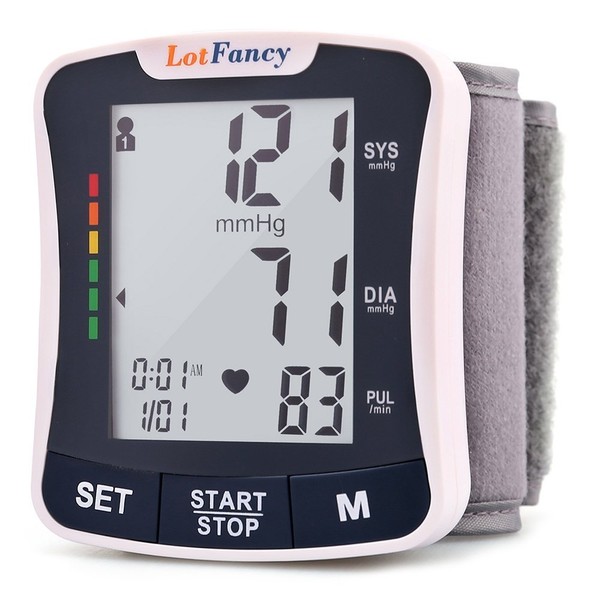 LotFancy Wrist Blood Pressure Monitor, Automatic Digital Blood Pressure Machine, BP Cuff (5.3”-8.5”), 2 Users, 120 Memory, Home BP Gauge for Irregular Heartbeat Detection
