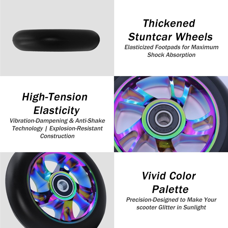 Stunt Scooter Wheels 100mm, Premium PU Scooter Accessories Replacement, Roller