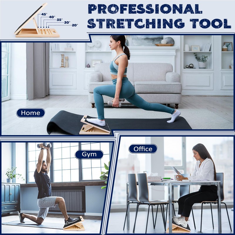 Portable Wooden Slant Board for Calf Stretching Squats Calf Stretcher