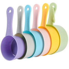 Smithcraft Measuring Cups Set 6, Colorful Plastic Measuring Cup Set, Big Size Metric & US Measure Cups, Cute Dry Measurement Cups for Kitchen & Baking, Cooking Measure Cup with 3/4 & 2 Cup